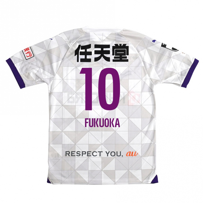 Kids Football Shimpei Fukuoka #10 White Purple Away Jersey 2024/25 T-Shirt Uk