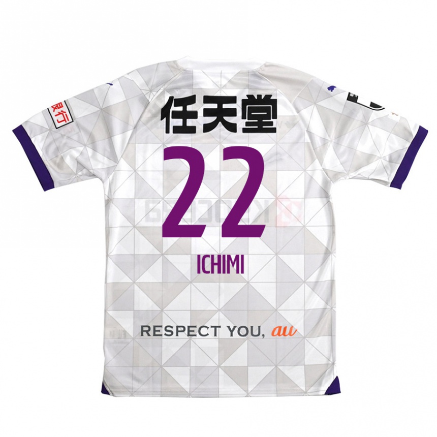 Kids Football Kazunari Ichimi #22 White Purple Away Jersey 2024/25 T-Shirt Uk