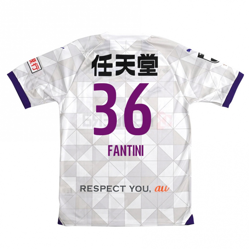 Kids Football Akira Fantini #36 White Purple Away Jersey 2024/25 T-Shirt Uk