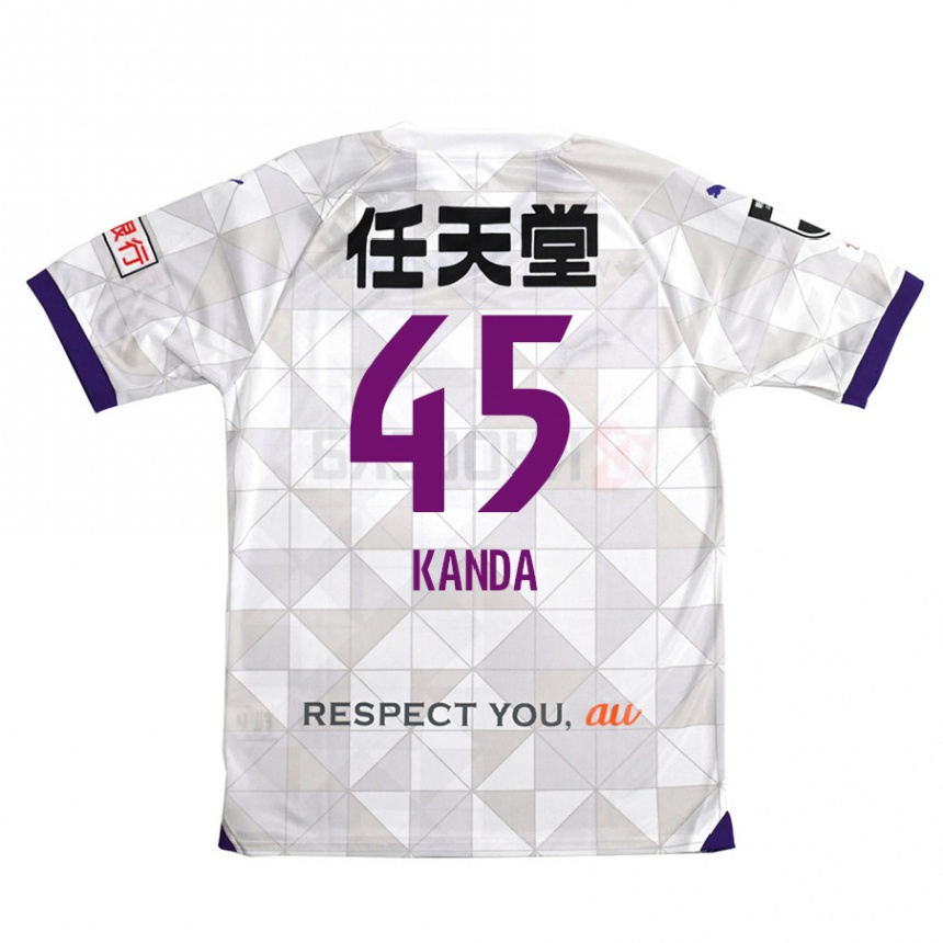 Kids Football Kotaro Kanda #45 White Purple Away Jersey 2024/25 T-Shirt Uk