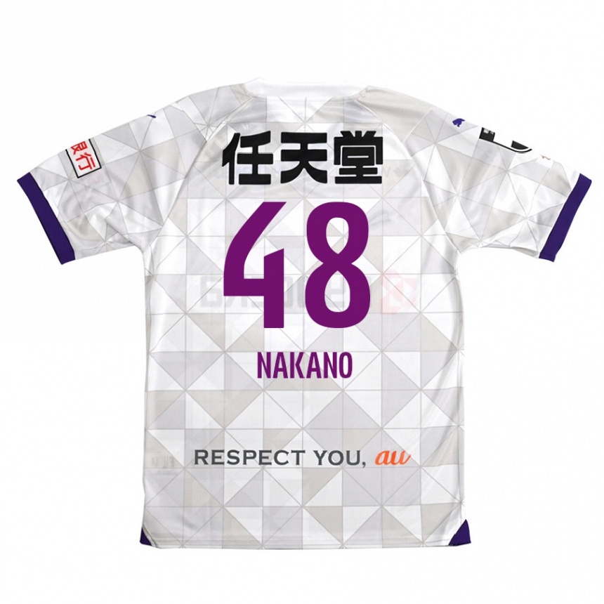 Kids Football Ryuma Nakano #48 White Purple Away Jersey 2024/25 T-Shirt Uk