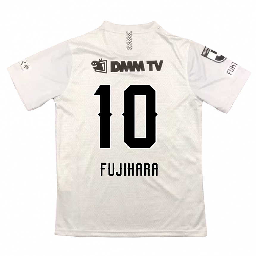 Kids Football Naoatsu Fujihara #10 Gray Black Away Jersey 2024/25 T-Shirt Uk