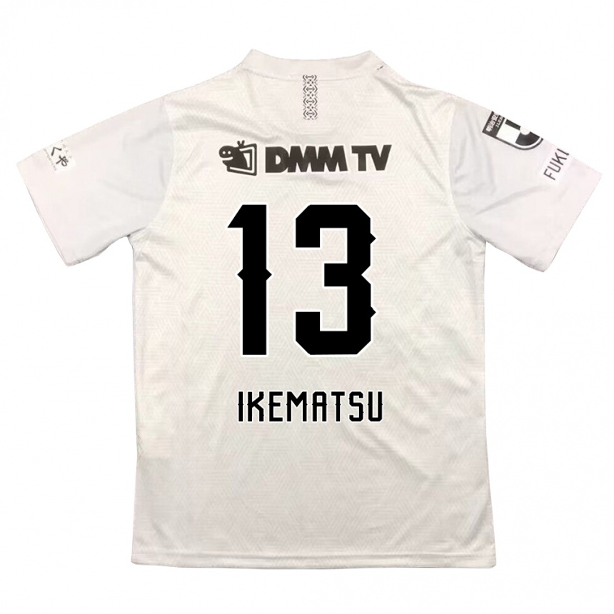 Kids Football Shumpei Ikematsu #13 Gray Black Away Jersey 2024/25 T-Shirt Uk