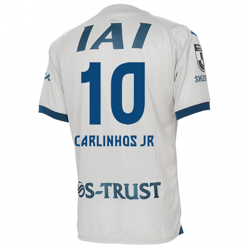 Kids Football Carlinhos Junior #10 White Blue Away Jersey 2024/25 T-Shirt Uk