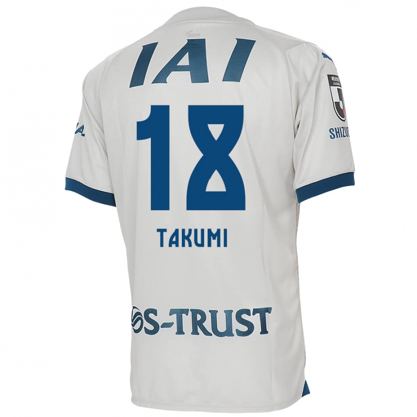 Kids Football Takumi Kato #18 White Blue Away Jersey 2024/25 T-Shirt Uk