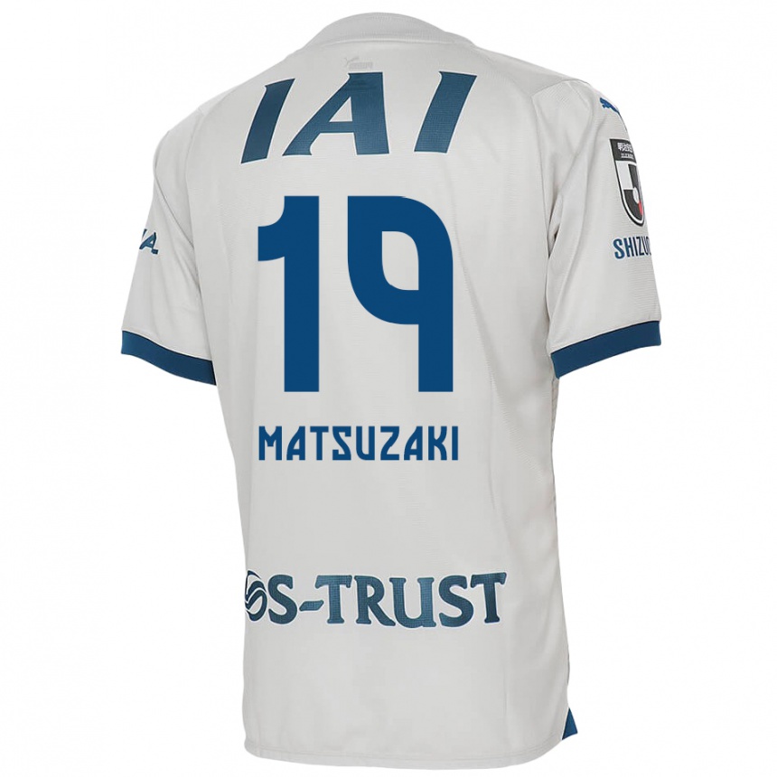 Kids Football Kai Matsuzaki #19 White Blue Away Jersey 2024/25 T-Shirt Uk