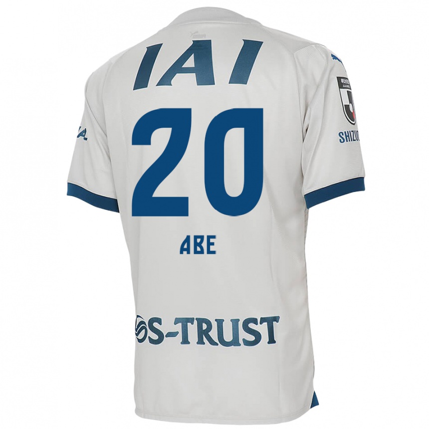 Kids Football Ryoya Abe #20 White Blue Away Jersey 2024/25 T-Shirt Uk