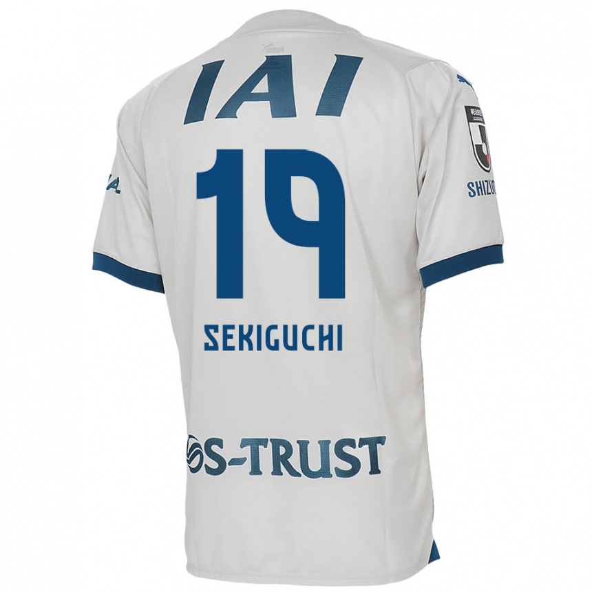 Kids Football Kota Sekiguchi #19 White Blue Away Jersey 2024/25 T-Shirt Uk