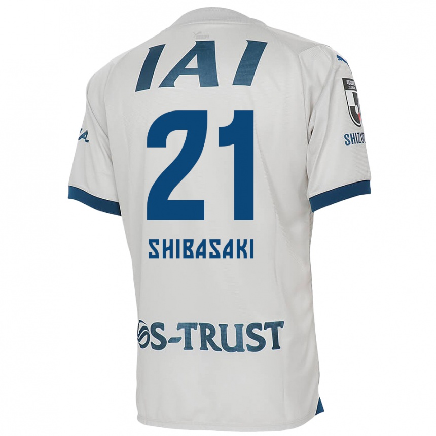 Kids Football Kaito Shibasaki #21 White Blue Away Jersey 2024/25 T-Shirt Uk