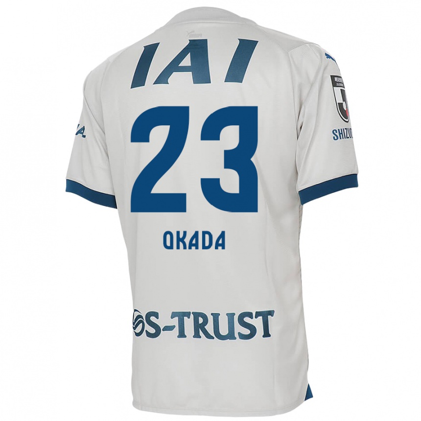 Kids Football Shu Okada #23 White Blue Away Jersey 2024/25 T-Shirt Uk