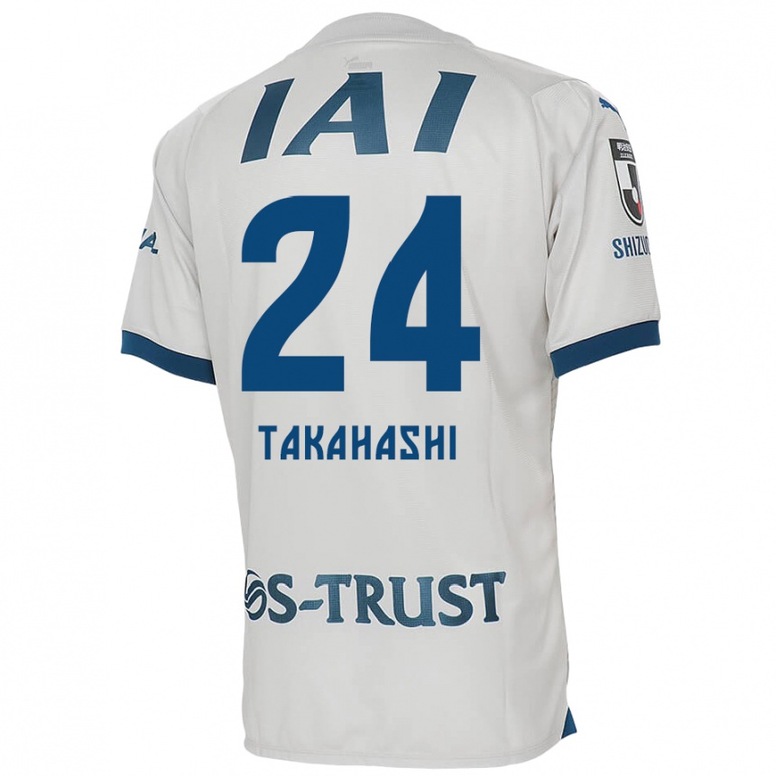 Kids Football Yuzuki Takahashi #24 White Blue Away Jersey 2024/25 T-Shirt Uk