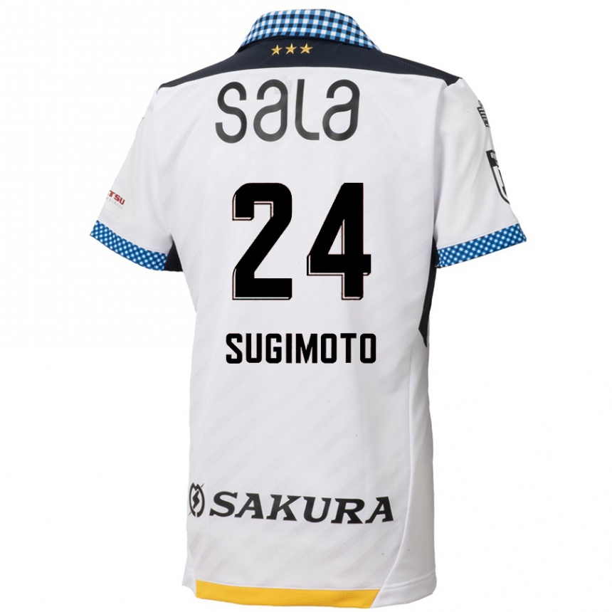 Kids Football Mitsuki Sugimoto #24 White Black Away Jersey 2024/25 T-Shirt Uk