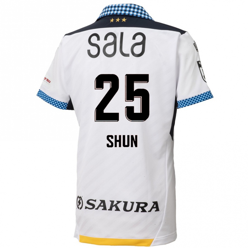 Kids Football Shun Nakamura #25 White Black Away Jersey 2024/25 T-Shirt Uk