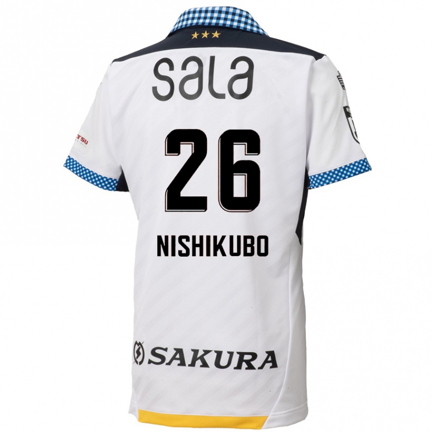 Kids Football Shunsuke Nishikubo #26 White Black Away Jersey 2024/25 T-Shirt Uk