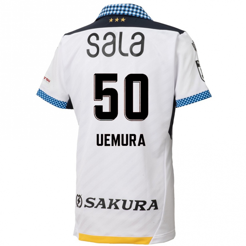 Kids Football Hiroto Uemura #50 White Black Away Jersey 2024/25 T-Shirt Uk