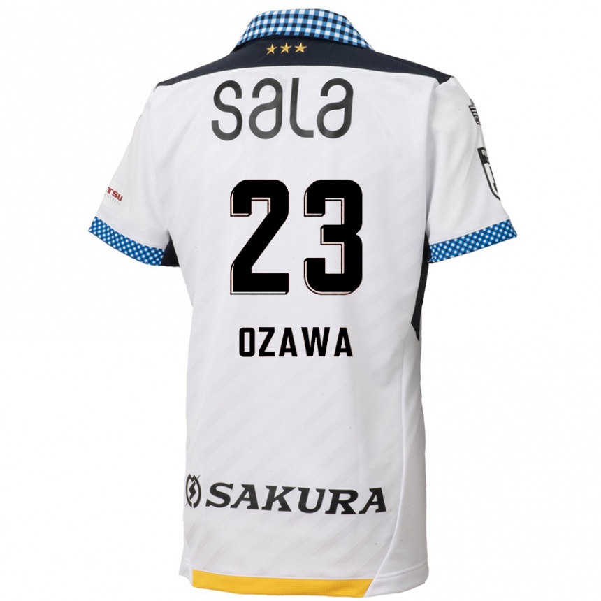 Kids Football Yugo Ozawa #23 White Black Away Jersey 2024/25 T-Shirt Uk