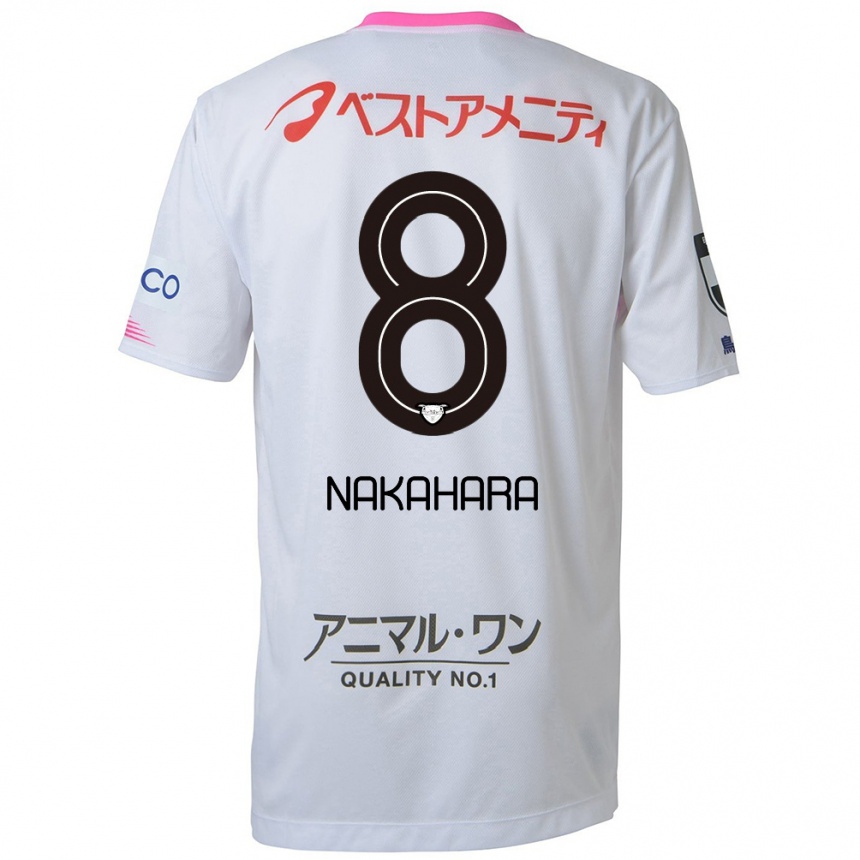 Kids Football Hikaru Nakahara #8 White Blue Pink Away Jersey 2024/25 T-Shirt Uk