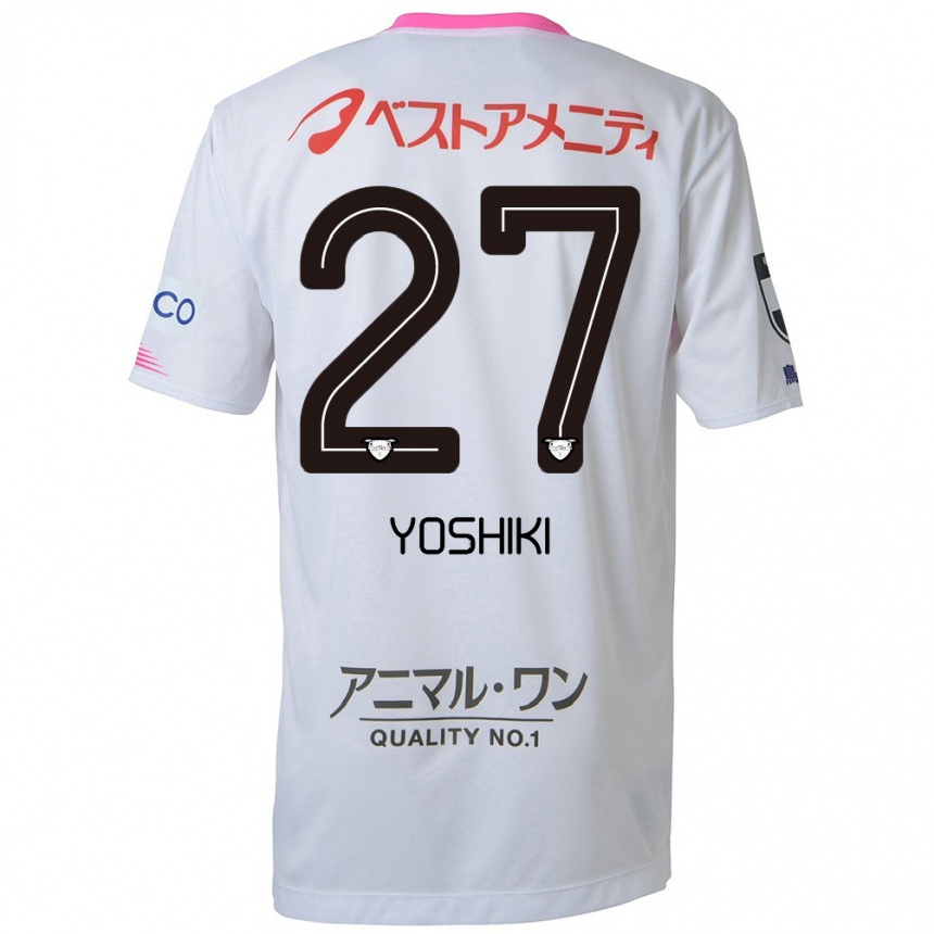 Kids Football Yoshiki Narahara #27 White Blue Pink Away Jersey 2024/25 T-Shirt Uk