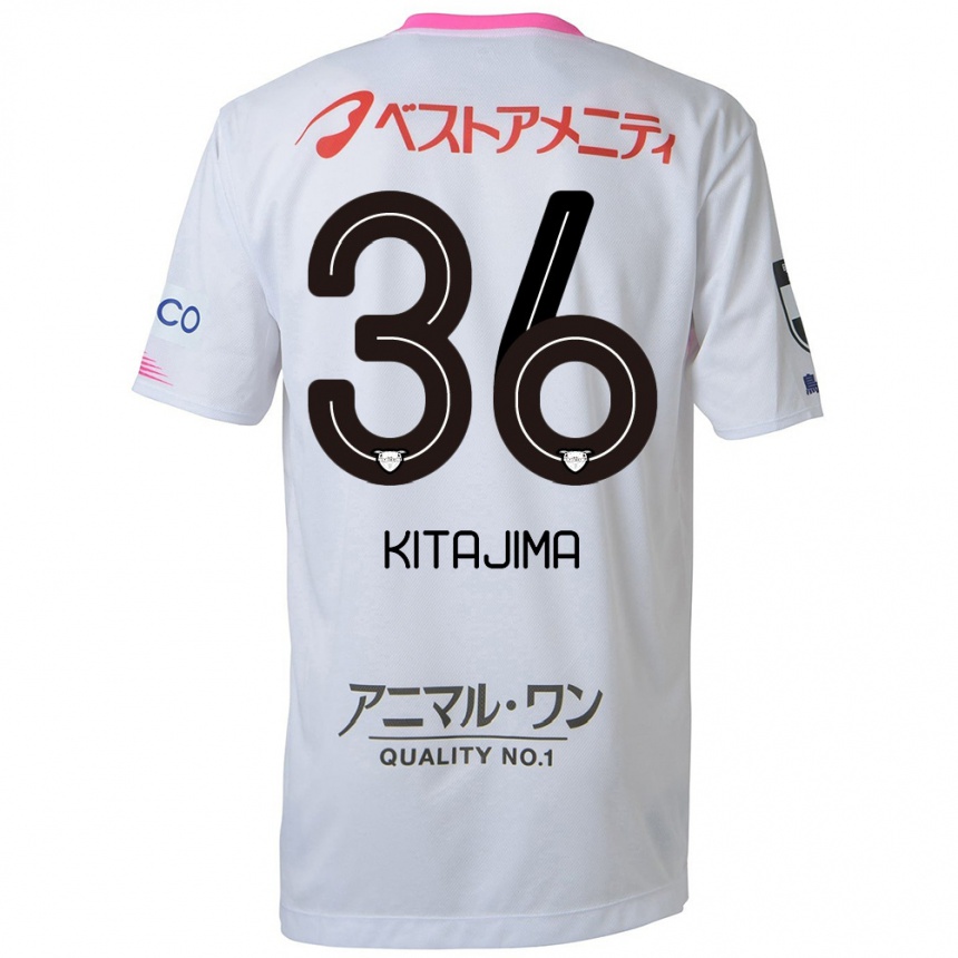 Kids Football Fumiya Kitajima #36 White Blue Pink Away Jersey 2024/25 T-Shirt Uk