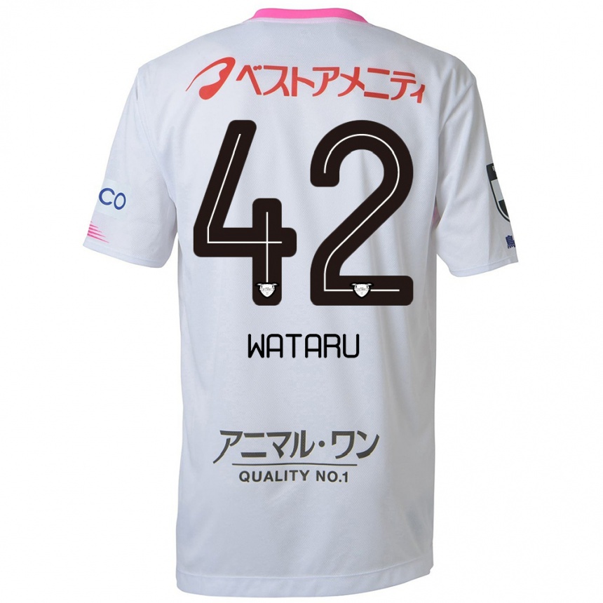 Kids Football Wataru Harada #42 White Blue Pink Away Jersey 2024/25 T-Shirt Uk