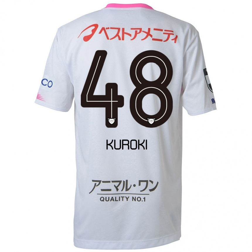 Kids Football Yuya Kuroki #48 White Blue Pink Away Jersey 2024/25 T-Shirt Uk