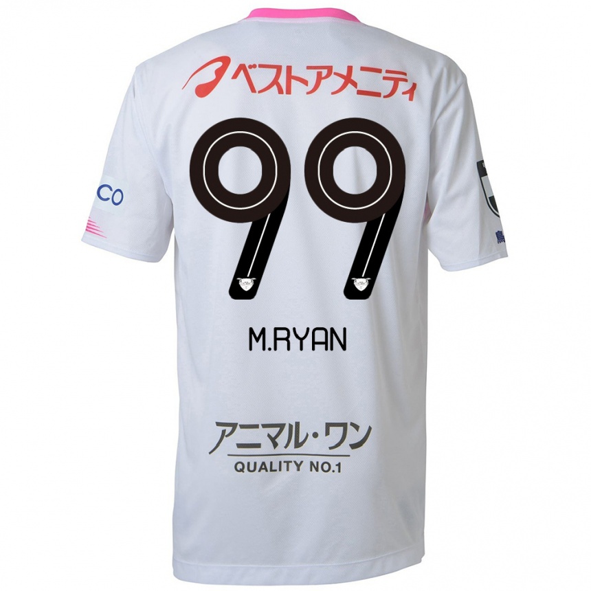 Kids Football Marcelo Ryan #99 White Blue Pink Away Jersey 2024/25 T-Shirt Uk