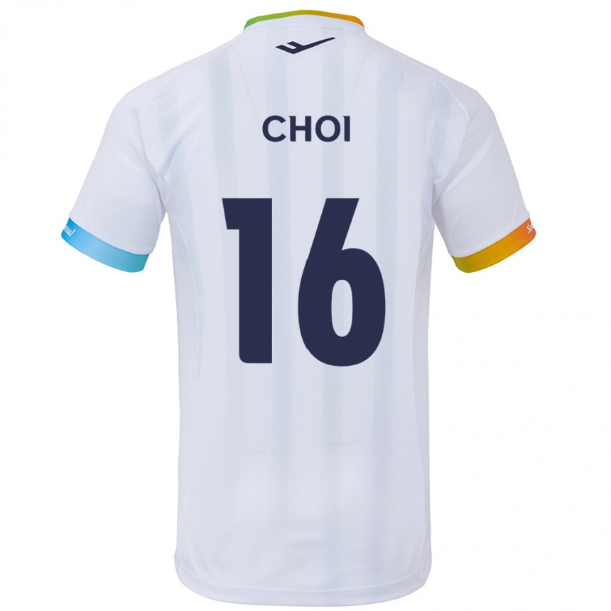 Kids Football Jun Choi #16 White Blue Away Jersey 2024/25 T-Shirt Uk