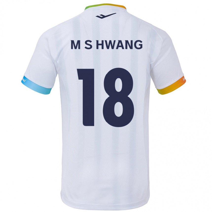 Kids Football Seong-Min Hwang #18 White Blue Away Jersey 2024/25 T-Shirt Uk