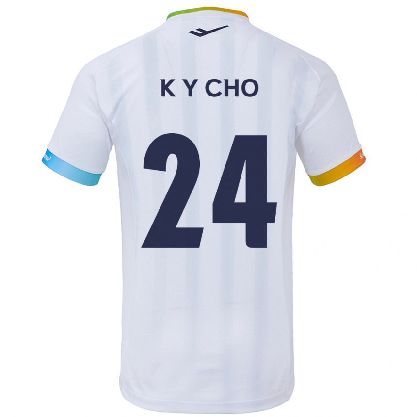 Kids Football Young-Kwang Cho #24 White Blue Away Jersey 2024/25 T-Shirt Uk