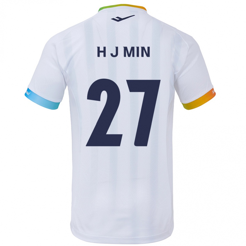 Kids Football Ji-Hoon Min #27 White Blue Away Jersey 2024/25 T-Shirt Uk