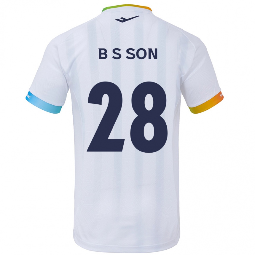 Kids Football Seung-Beom Son #28 White Blue Away Jersey 2024/25 T-Shirt Uk