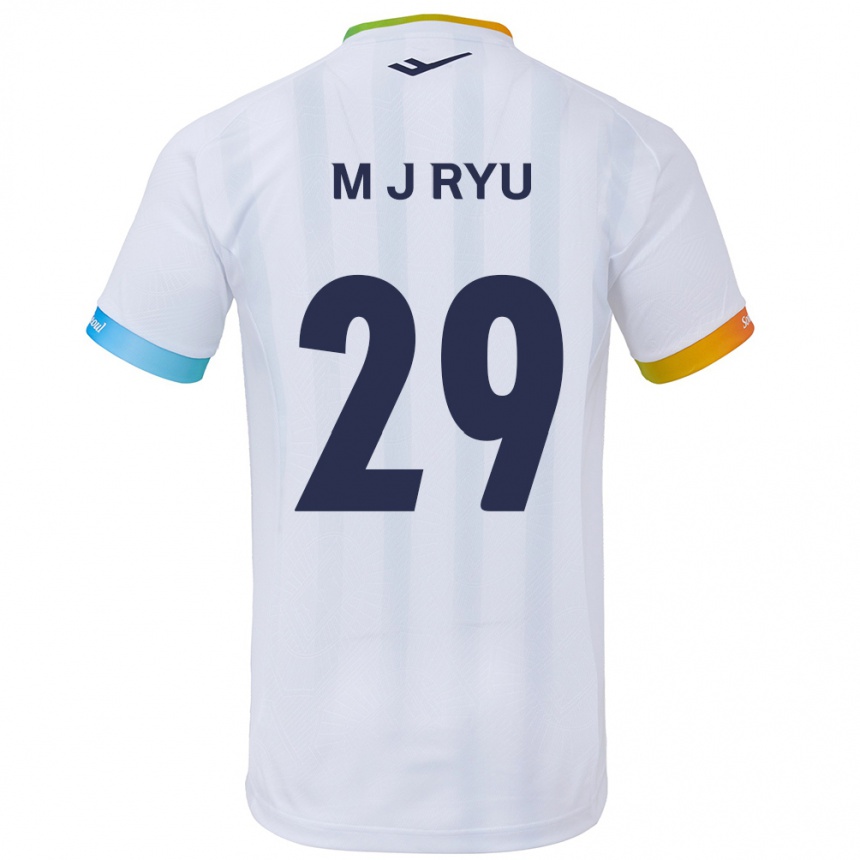 Kids Football Jae-Moon Ryu #29 White Blue Away Jersey 2024/25 T-Shirt Uk