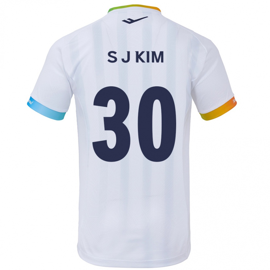 Kids Football Ju-Sung Kim #30 White Blue Away Jersey 2024/25 T-Shirt Uk