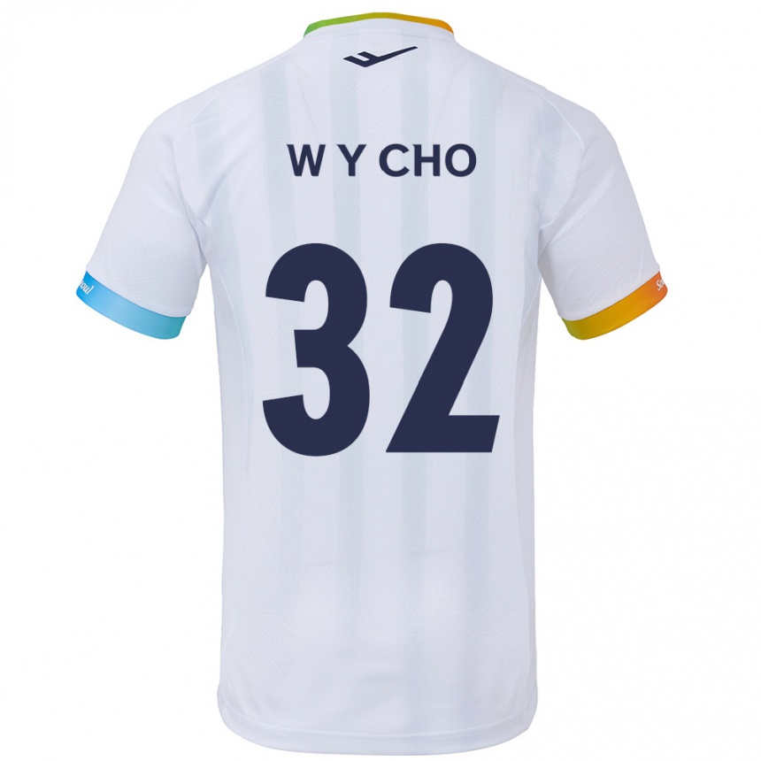 Kids Football Young-Wook Cho #32 White Blue Away Jersey 2024/25 T-Shirt Uk