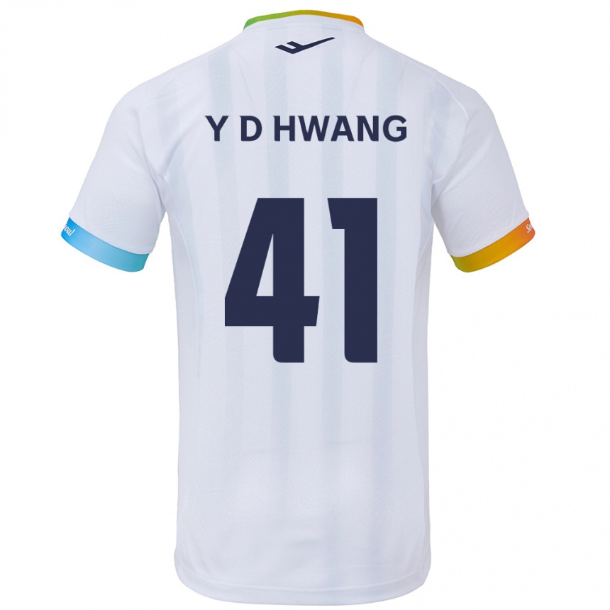 Kids Football Do-Yoon Hwang #41 White Blue Away Jersey 2024/25 T-Shirt Uk