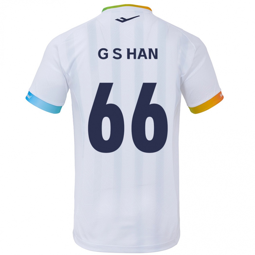 Kids Football Seung-Gyu Han #66 White Blue Away Jersey 2024/25 T-Shirt Uk