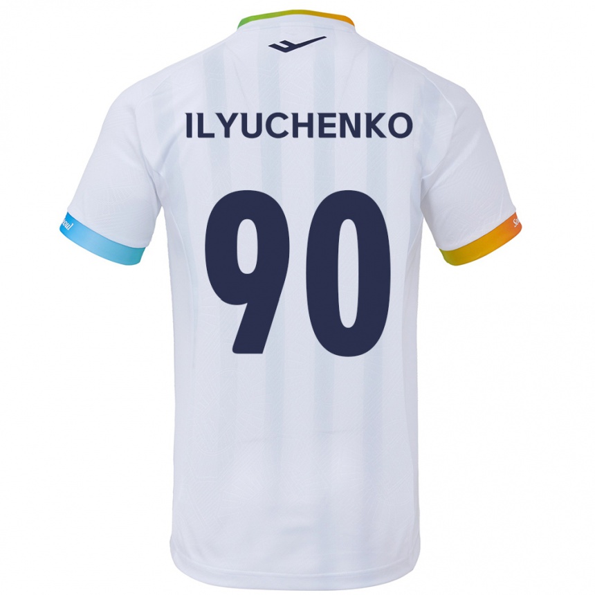 Kids Football Stanislav Ilyuchenko #90 White Blue Away Jersey 2024/25 T-Shirt Uk