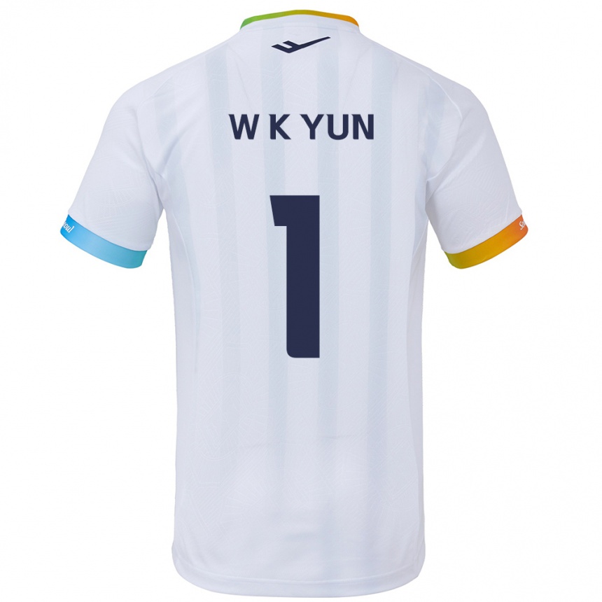 Kids Football Ki-Wook Yun #1 White Blue Away Jersey 2024/25 T-Shirt Uk