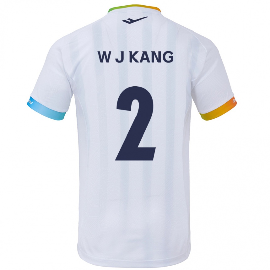 Kids Football Jae-Won Kang #2 White Blue Away Jersey 2024/25 T-Shirt Uk