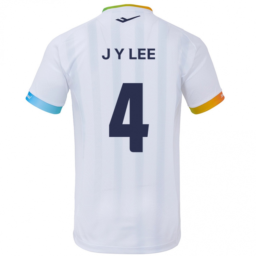 Kids Football Young-Jun Lee #4 White Blue Away Jersey 2024/25 T-Shirt Uk