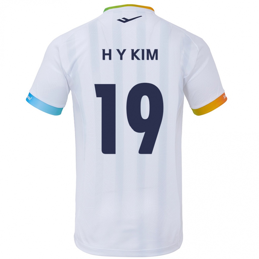 Kids Football Yong-Hyuk Kim #19 White Blue Away Jersey 2024/25 T-Shirt Uk