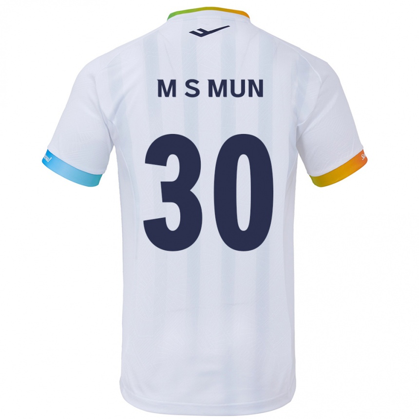 Kids Football Seong-Min Mun #30 White Blue Away Jersey 2024/25 T-Shirt Uk