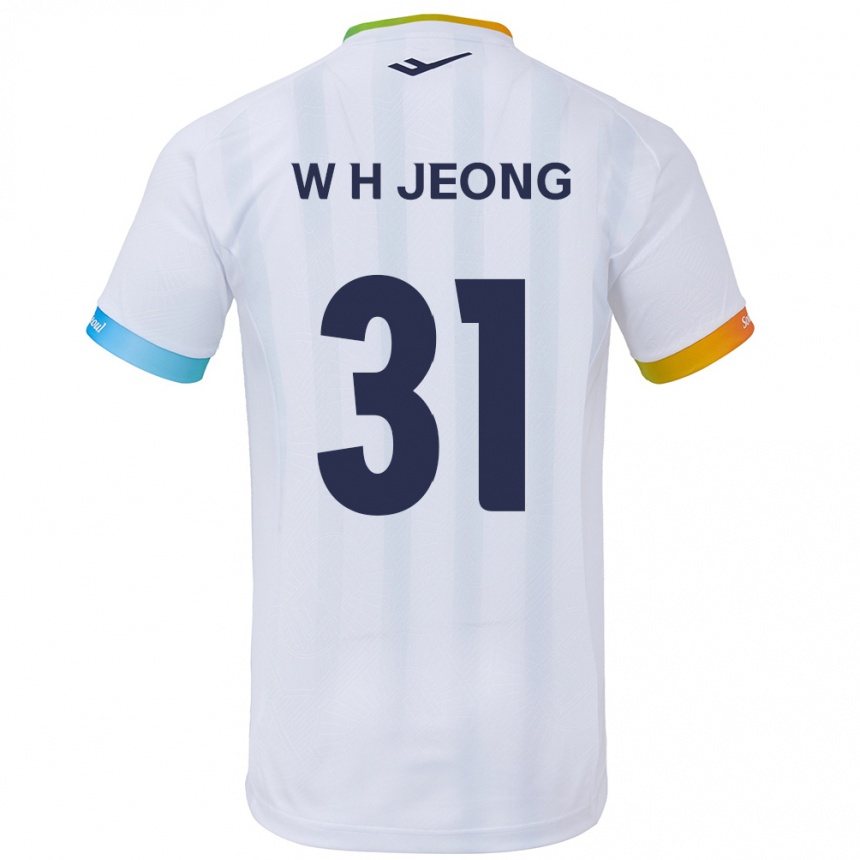 Kids Football Hyun-Woong Jeong #31 White Blue Away Jersey 2024/25 T-Shirt Uk