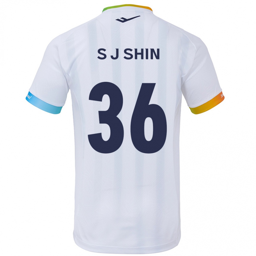 Kids Football Ji-Seop Shin #36 White Blue Away Jersey 2024/25 T-Shirt Uk