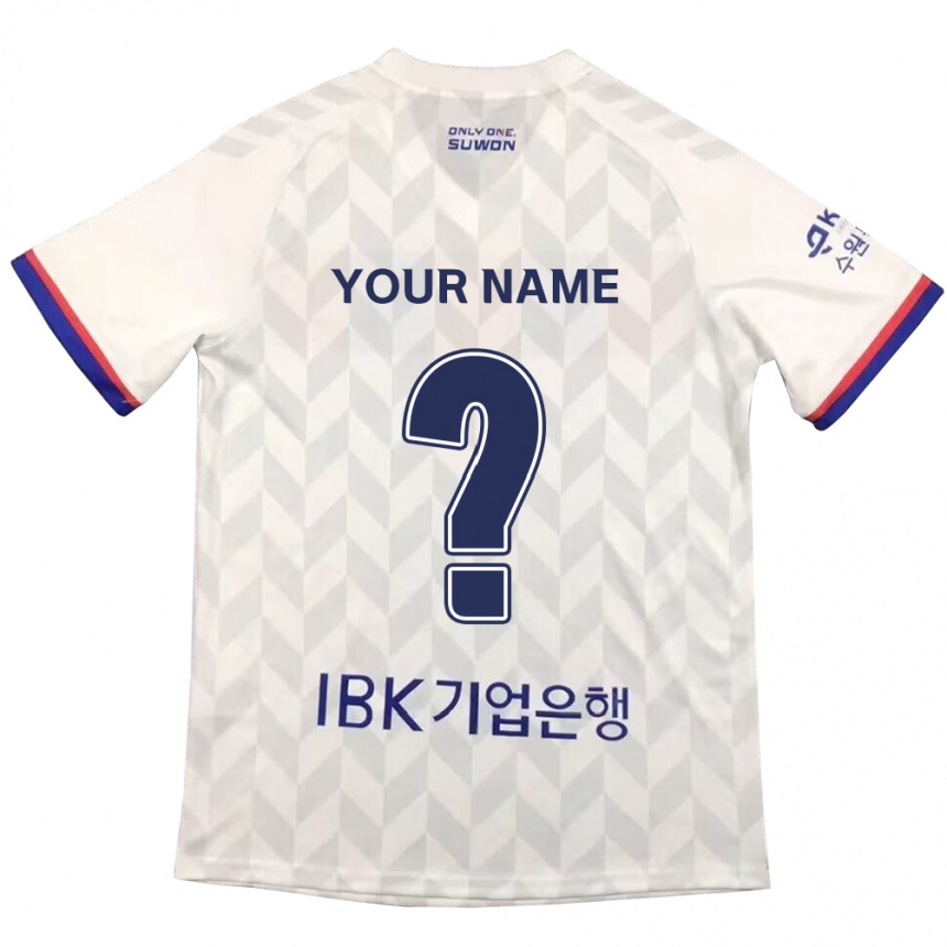 Kids Football Your Name #0 White Blue Away Jersey 2024/25 T-Shirt Uk