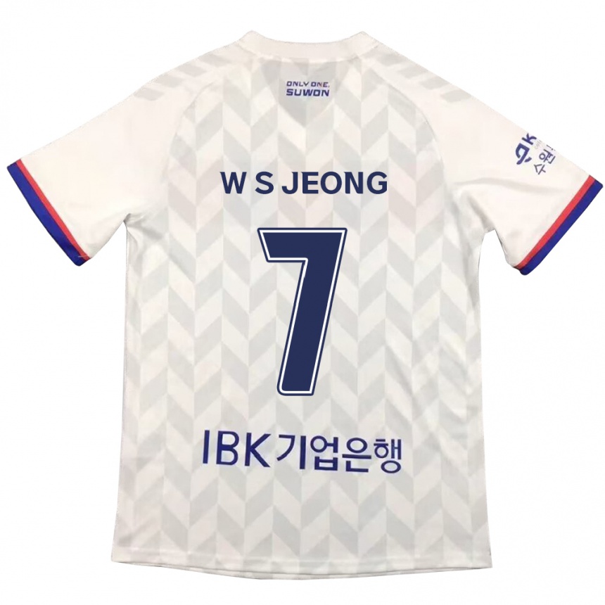 Kids Football Seung-Won Jeong #7 White Blue Away Jersey 2024/25 T-Shirt Uk