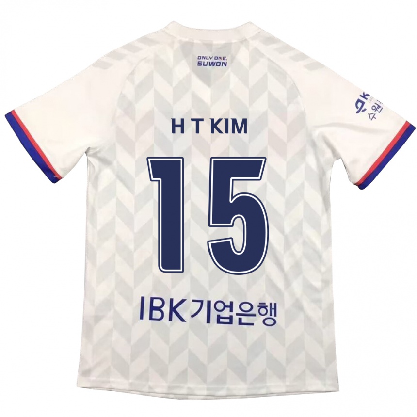 Kids Football Tae-Han Kim #15 White Blue Away Jersey 2024/25 T-Shirt Uk