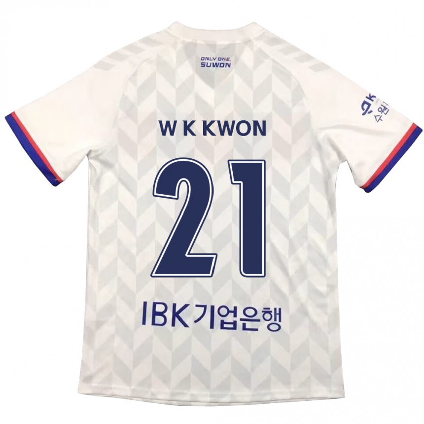 Kids Football Kyung-Won Kwon #21 White Blue Away Jersey 2024/25 T-Shirt Uk