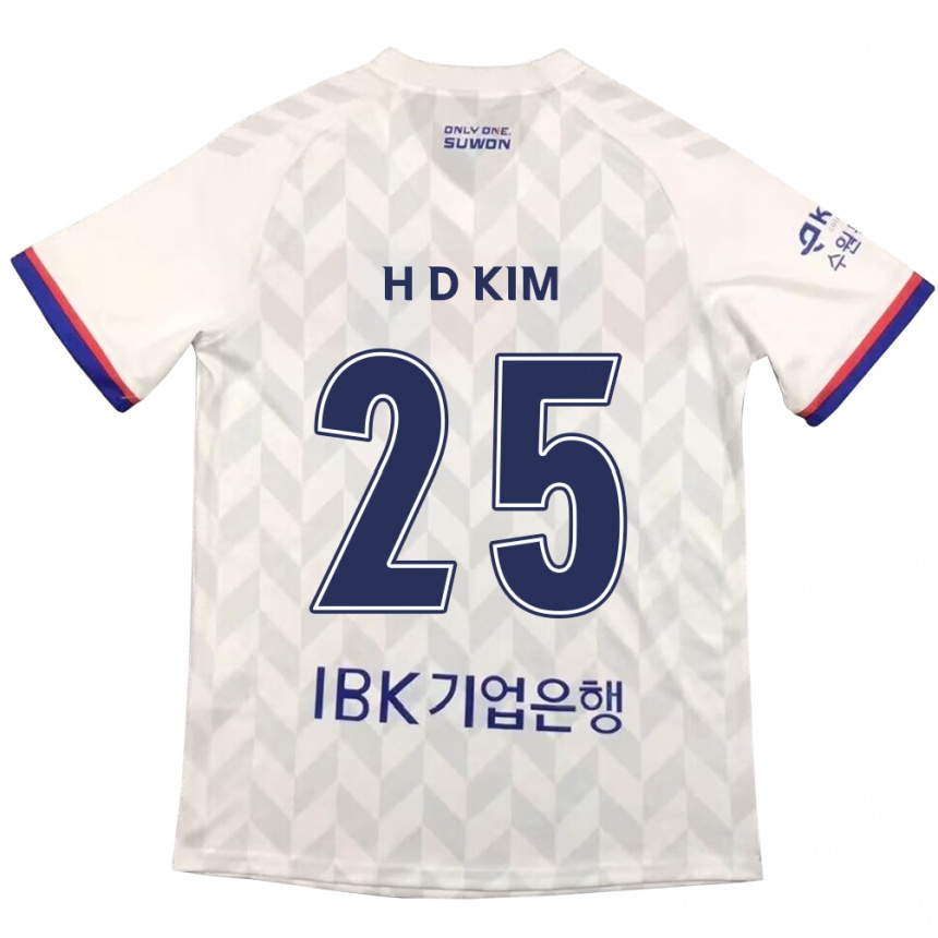 Kids Football Dae-Hyun Kim #25 White Blue Away Jersey 2024/25 T-Shirt Uk