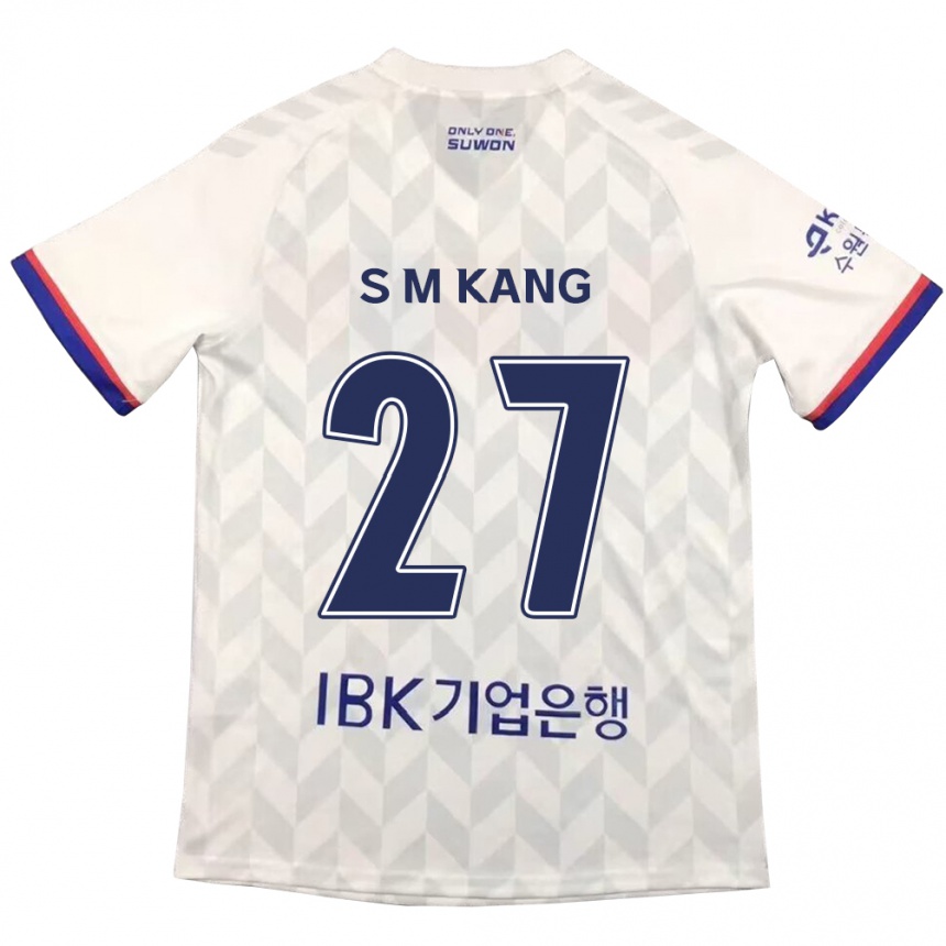 Kids Football Min-Sung Kang #27 White Blue Away Jersey 2024/25 T-Shirt Uk